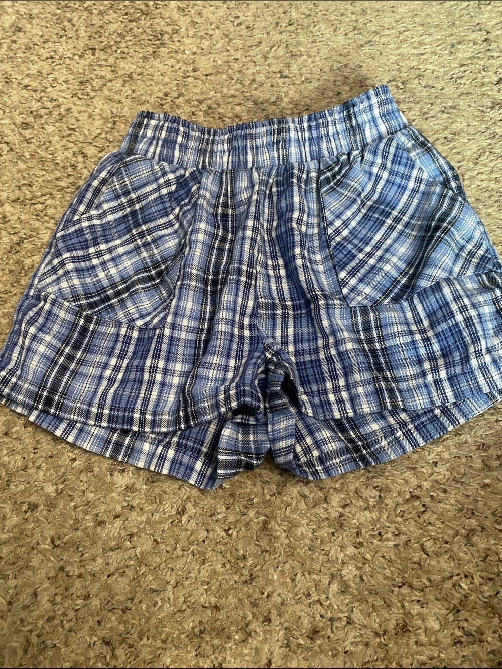 Rue21 Blue Plaid Drawstring Elastic Shorts